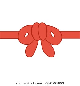 A String bow. Christmas lace, cord, rope or twine with bow. Red xmas wrap element template.