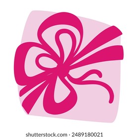 String Bow Icon, Pink Sketch Line Rope Bows, Gift Ribbon Knot, Packaging Cord Knots, Knotted Symbol, Hand Drawn Bowknot Sign, Hand Drawn Minimal Cord String, Vector Rope Bow