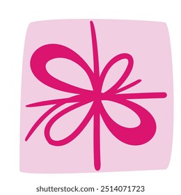String Bow Icon, Pink Sketch Line Rope Bows, Gift Ribbon Knot, Packaging Cord Knots, Knotted Symbol, Hand Drawn Bowknot Sign, Hand Drawn Minimal Cord String, Vector Rope Bow