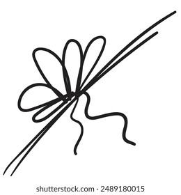 Icono de arco de cuerda, arcos de cuerda de línea de boceto, nudo de cinta de regalo, nudos de cable de embalaje, símbolo de nudo, signo de nudo dibujado a mano, cuerda de cuerda mínima dibujada a mano, arco de cuerda de Vector