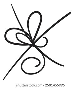 String Bow Icon, Sketch Line Rope Bows, Gift Ribbon Knot, Packaging Cord Knots, Knotted Symbol, Hand Drawn Bowknot Sign, Hand Drawn Minimal Cord String, Vector Rope Bow