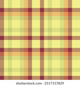 String check pattern background, independence day textile plaid seamless. Checks vector texture fabric tartan in yellow and red colors.