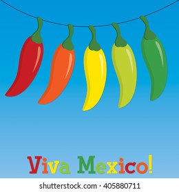 String of chill pepper greeting card in vector format.