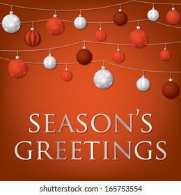 String of Christmas baubles card in vector format.