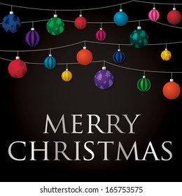 String of Christmas baubles card in vector format.