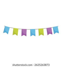 String of colorful flags is hanging on a rope, adding a touch of cheer to any celebration