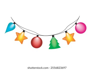 String of colorful holiday Christmas lights.
