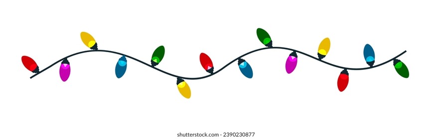 String of colorful holiday lights, Christmas lights isolated design elements, glowing lights for greeting card design, bright garlands – stock vector