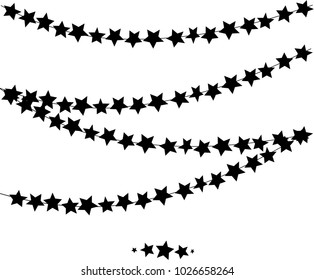 String garland in the form of stars, black silhouettes