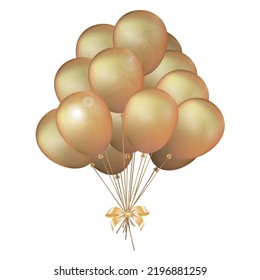 String of golden balloons tied with bows
