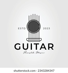 string guitar acoustic logos or electric bass logo vector illustration design