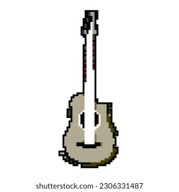 string guitar music game pixel art retro vector. bit rock electric, acoustic instrument string guitar music. old vintage illustration