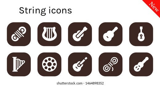 string icon set. 10 filled string icons.  Simple modern icons about  - Rope, Harp, Guitar, Bobbin