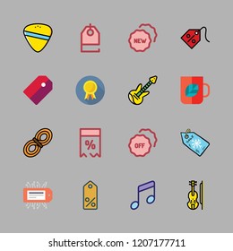 string icon set. vector set about music, violin, badge and rope icons set.
