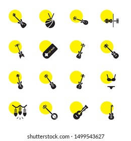 string icons. Editable 16 string icons. Included icons such as Guitar, Banjo, Christmas Lights, Lingerine Set, Electric Guitar, Acoustic Guitar, Vip pass. string trendy icons for web.