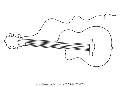 String instrument guitar continuous outline drawing simple style musical