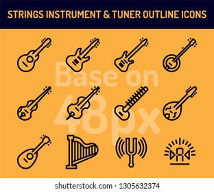 String instrument icon set. Outline icons