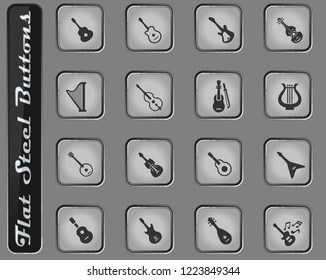 string instruments vector web icons on the flat steel buttons