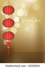 A string of lanterns with a beautiful golden bokeh background. (EPS 10 format)