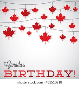 String of leaves Canada Day card in vector format.