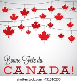 String of leaves Canada Day card in vector format.