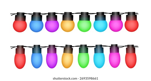 Luzes de Cordas. Luzes de Natal. Uma guirlanda de lâmpadas multicoloridas