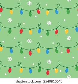 String Lights Christmas seamless pattern design for background, wallpaper, textile design, fabric, card, wrapping paper, notebook, diary cover, blanket, blanket for kids, decorative, and etc.