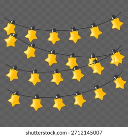 String Lights. Christmas Lights. Vector clipart isolated on a transparent background.