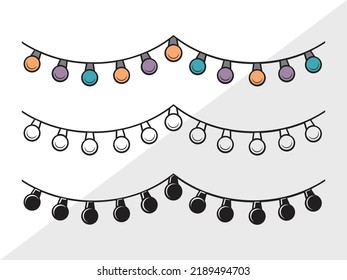 String Lights Clipart SVG Printable Vector Illustration