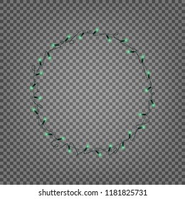String lights. Isolated wreath of realistic Christmas lights garland