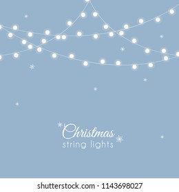 String lights on blue background for decoration
