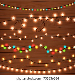 String Lights On Wooden Wall