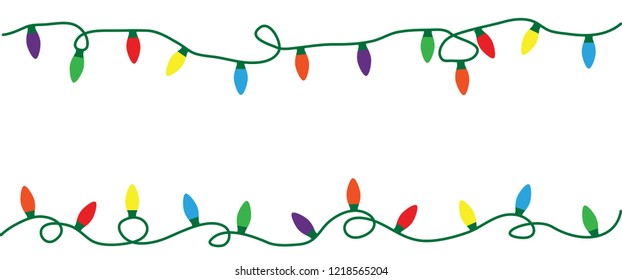 String lights. Party lights. Light effects. Glowing light bulbs   lights. Fun celebration for xmas, festive, happy new year, birthday,  bday. Vector red yellow green purple violet Orange gold. Garland