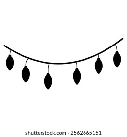 String Lights Silhouette Line Art | Icon, Logo, and Clipart Illustration