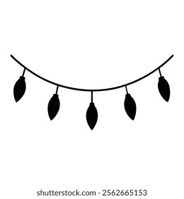 String Lights Silhouette Line Art | Icon, Logo, and Clipart Illustration