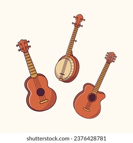 String Musical Instrument, Banjo, Guitar collection Illustration