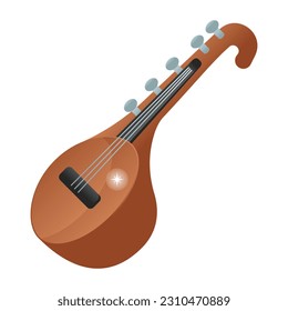 A string musical instrument icon, flat design of guitar 