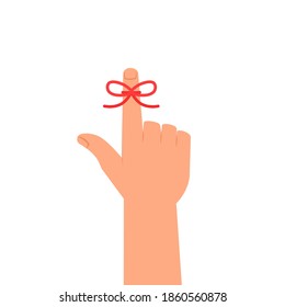 String on finger reminder icon. Clipart image isolated on white background.
