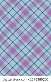 String pattern texture vector, twill background textile tartan. Trousers fabric check seamless plaid in light and purple colors palette.