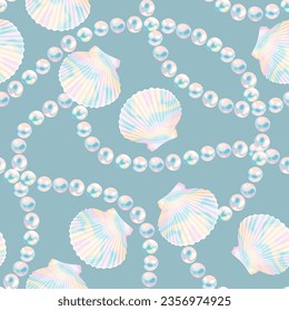 String of pearls and shells vector pattern