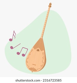 String plucked musical instrument Dombyra, Dombra. National instrument of Kazakhstan. Vector illustration