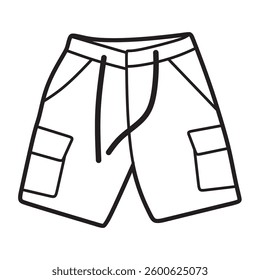 string shorts with pockets, black and white vector