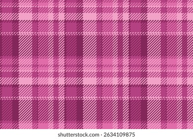 Corda tartan xadrez, textura de fundo de tecido quente. Convide o padrão têxtil sem emenda do vetor na paleta de cor rosa.
