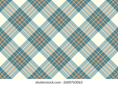 String tartan texture seamless, home textile check fabric. Female pattern background vector plaid in cyan and light colors palette.