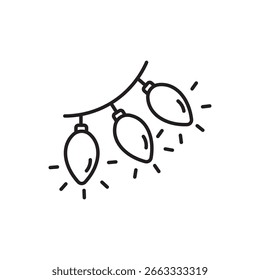 Corda de três lâmpadas emitindo raios de luz perfeito para conceitos de criatividade, inovação, ideias, inspiração e soluções brilhantes.