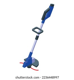 String-Trimmer-Icon isometrische Vektorgrafik. Rasengras. Greifwerkzeug