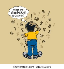 A string of typographical symbols, such as %$*! (as in comic strips, etc) which are used in place of a profanity (or an obscene word) are collectively called a Grawlix.
