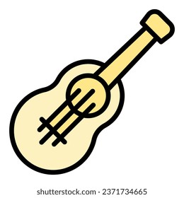 String ukulele icon outline vector. Music guitar. Art style color flat