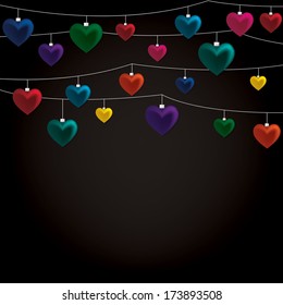String of Valentine baubles card in vector format.