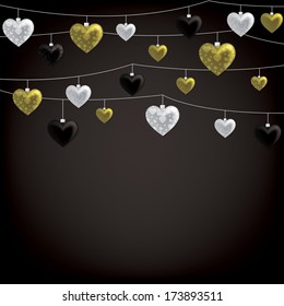 String of Valentine baubles card in vector format.